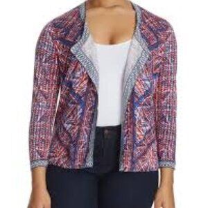 Nic + Zoe Picasso Linen Blend Printed Cardigan XL